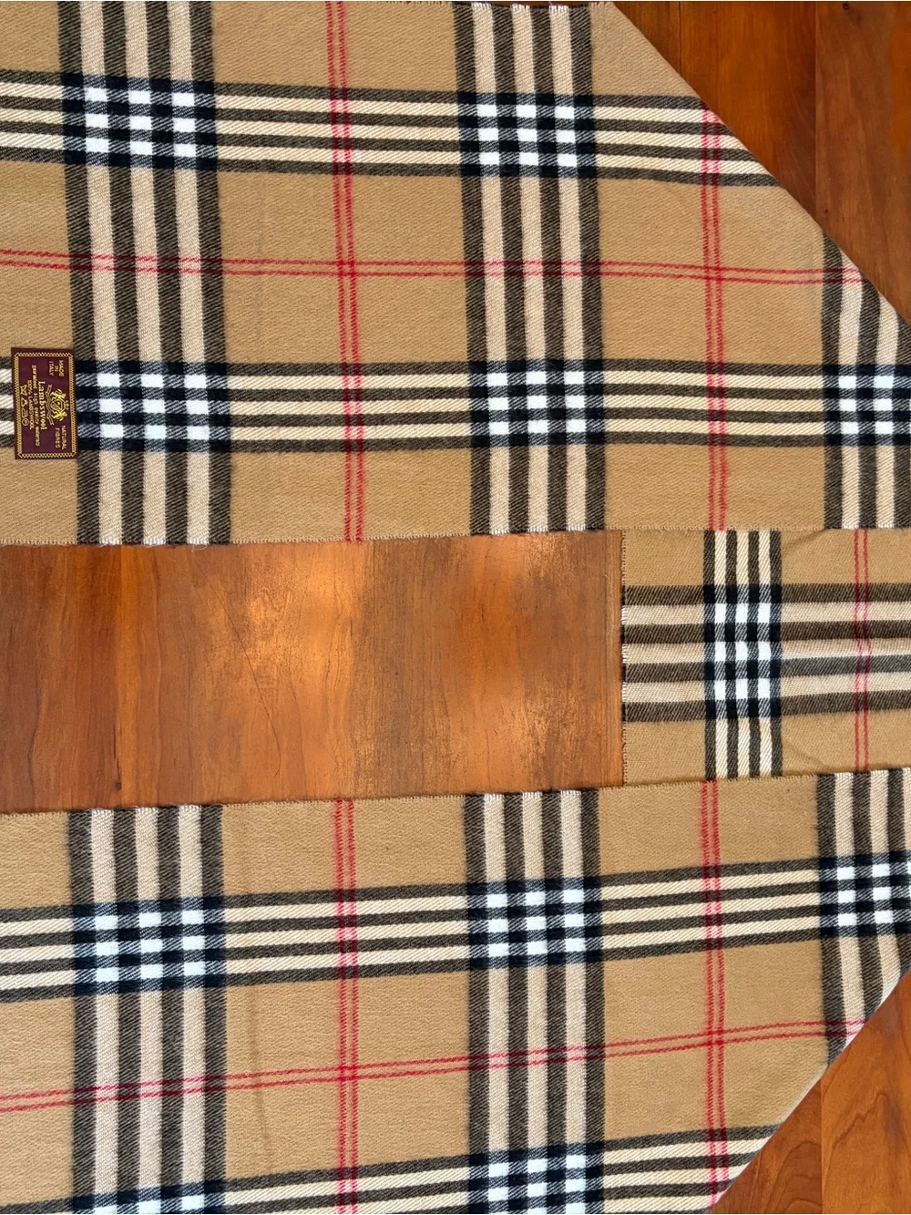 Lambswool Nova CheckTan Plaid Fringed Scarf Made in Italy